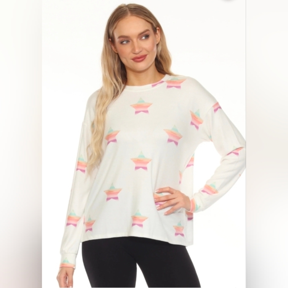 PJ Salvage Ivory Stardust Long Sleeve Lounge Top RESDLS